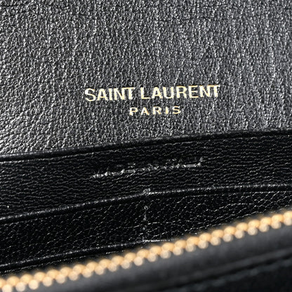 Saint Laurent Lambskin Diamond Quilted Becky Chain Wallet Black 6 of 13