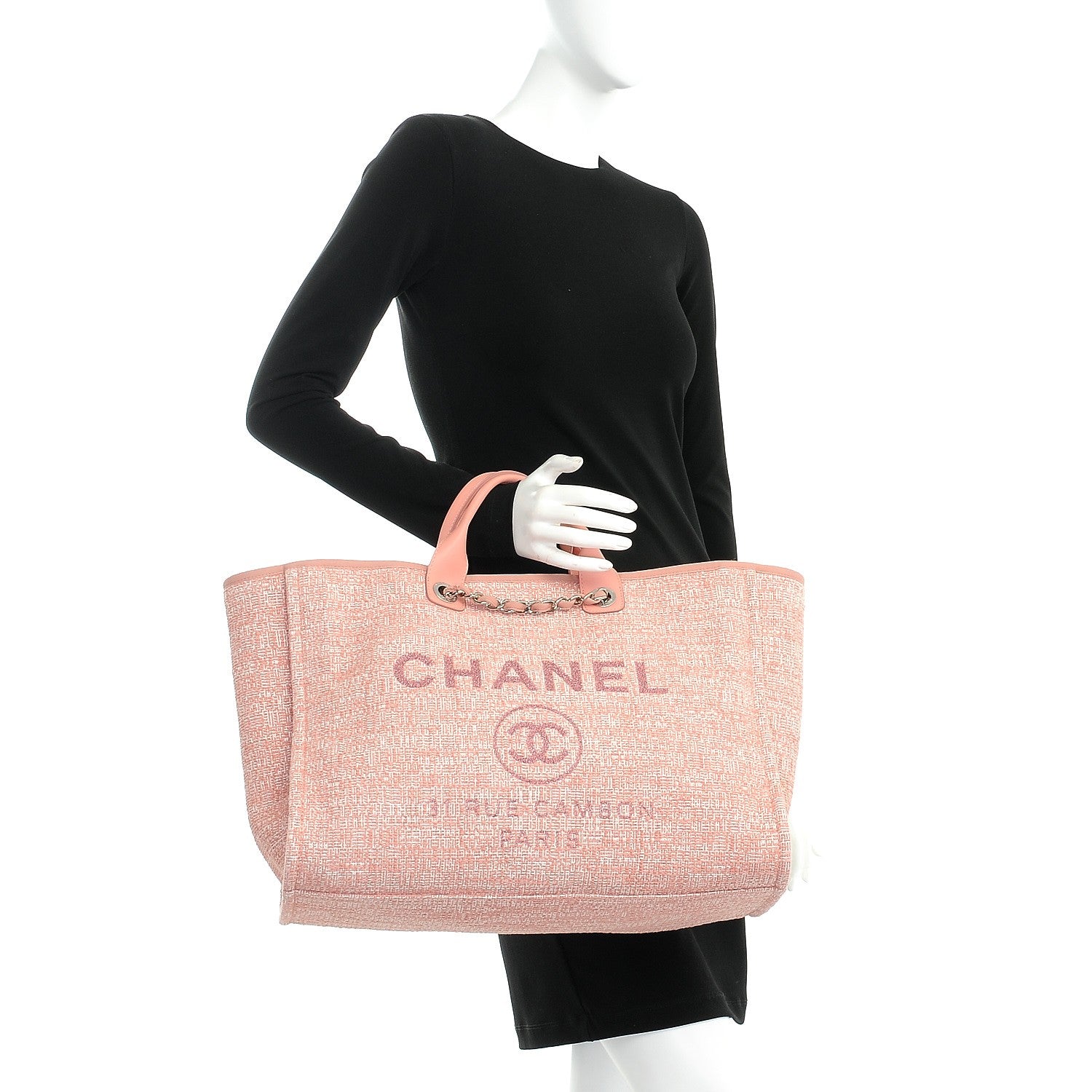 Chanel Canvas Large Deauville Tote Pink 3 of 8