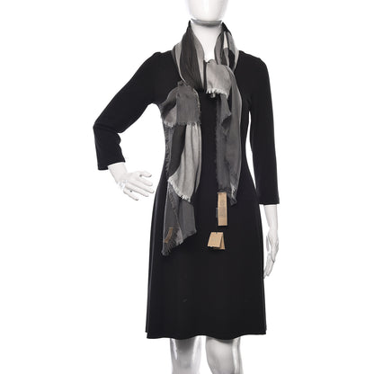 Burberry Silk Modal Wool Cashmere London Check Lightweight Square Scarf Mid Grey 2 of 4