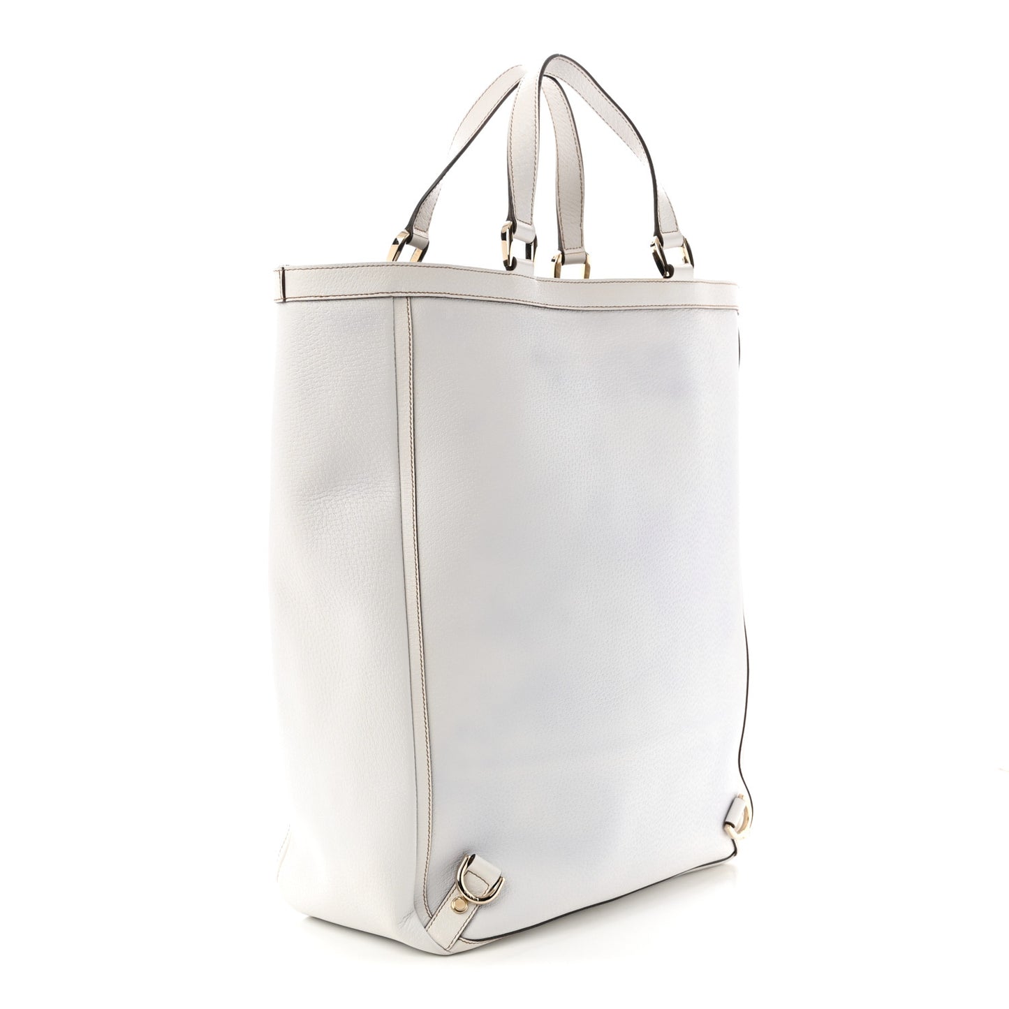 Textured Calfskin Abbey Tote  White