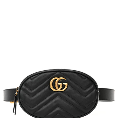Gucci Calfskin Matelasse GG Marmont Belt Bag 95 38 Black 8 of 11