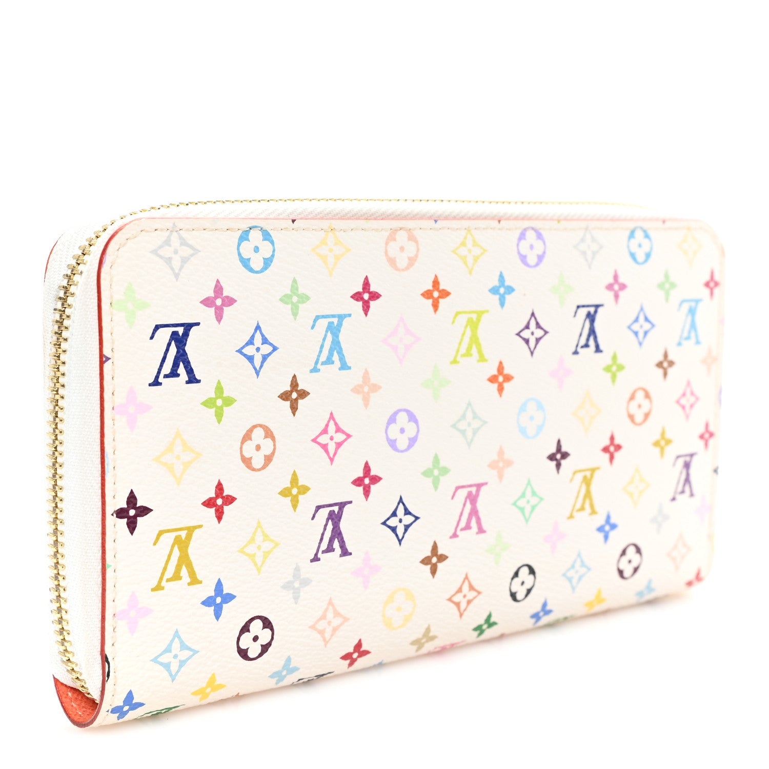 Louis Vuitton Monogram Multicolor Zippy Wallet White Orange 3 of 6