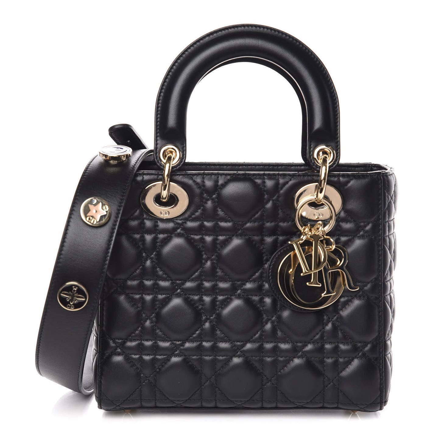 Lambskin Cannage Small Lucky Badges My Lady Dior Black