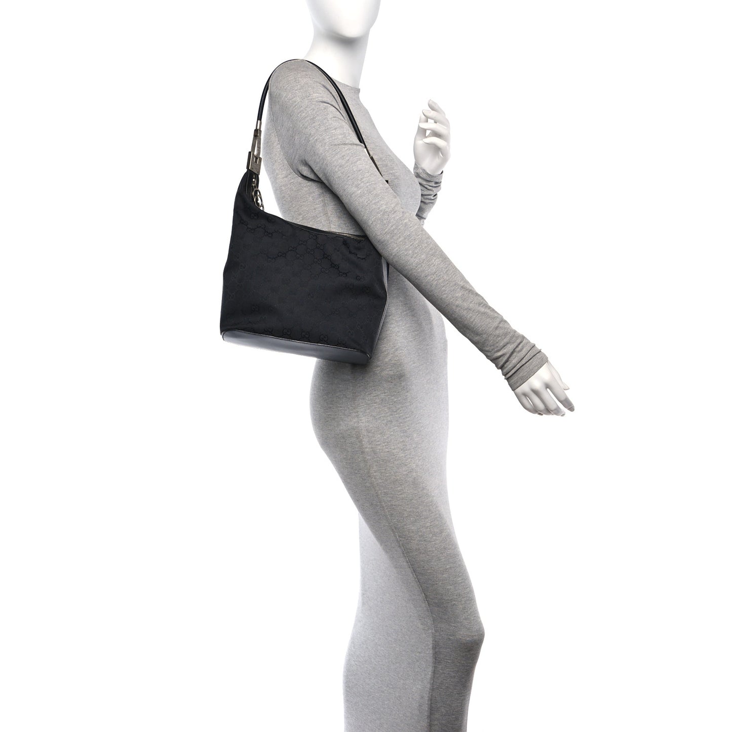 Monogram GG Small Clasp Hobo Black