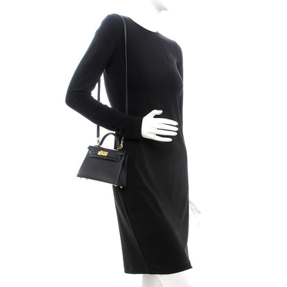 Hermes Chevre Chandra Mini Kelly Sellier 20 Black 2 of 26