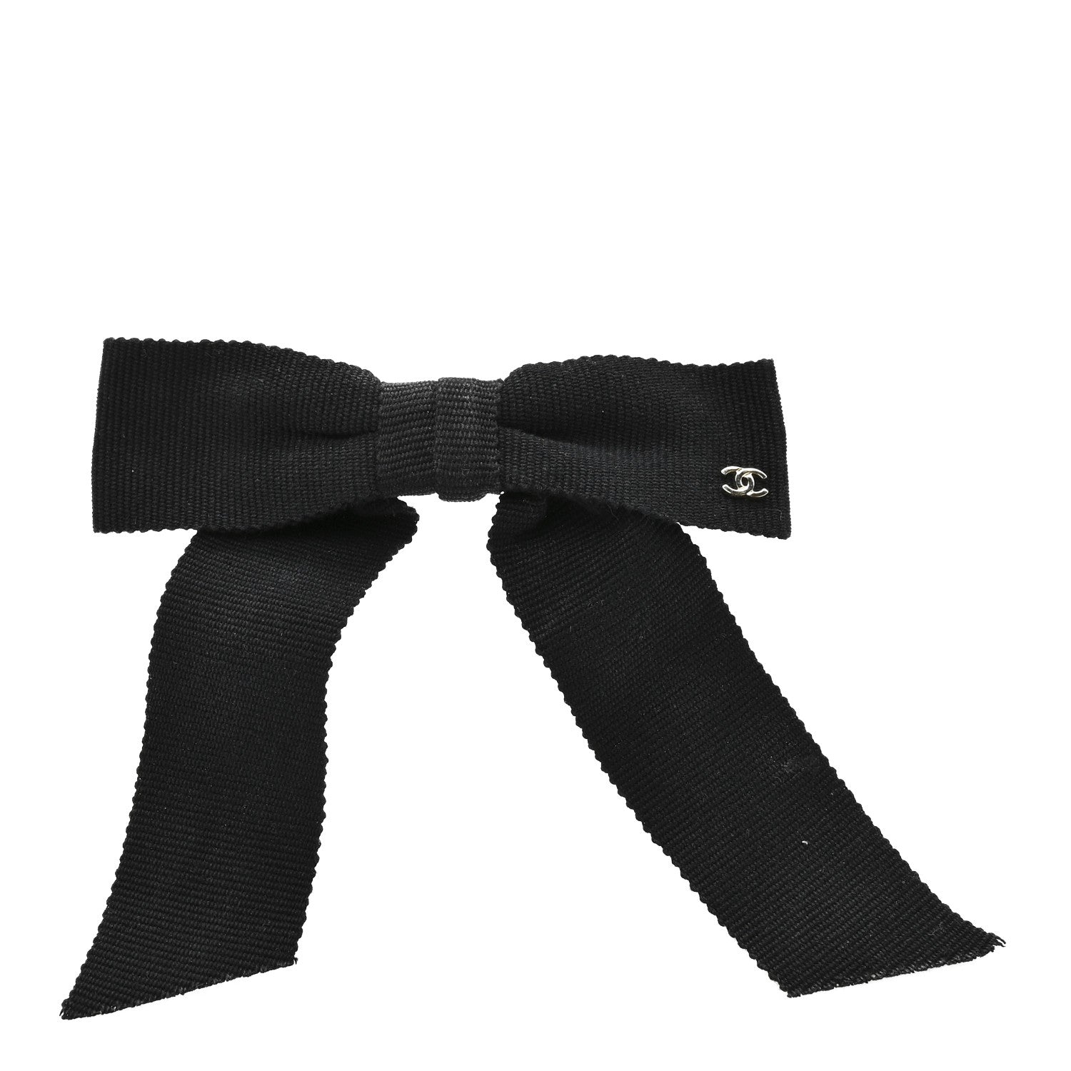 Chanel Grosgrain Bow CC Hair Clip Black 1 of 3