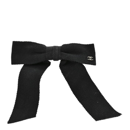 Chanel Grosgrain Bow CC Hair Clip Black 1 of 3