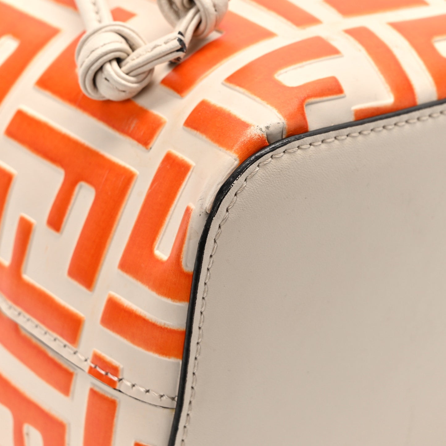 Vitello Liberty F is Fendi Bi-Color FF 1974 Embossed Mini Mon Tresor Bucket Bag Camelia Aranciata