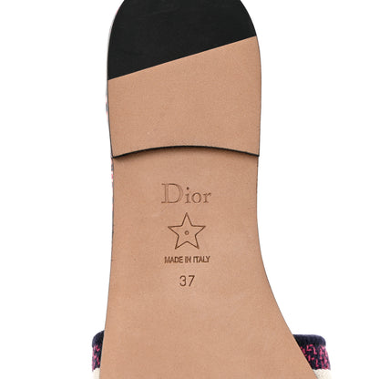 Christian Dior Canvas Embroidered Animals Dway Mules Slide Sandals 37 Deep Blue Fuchsia 13 of 18