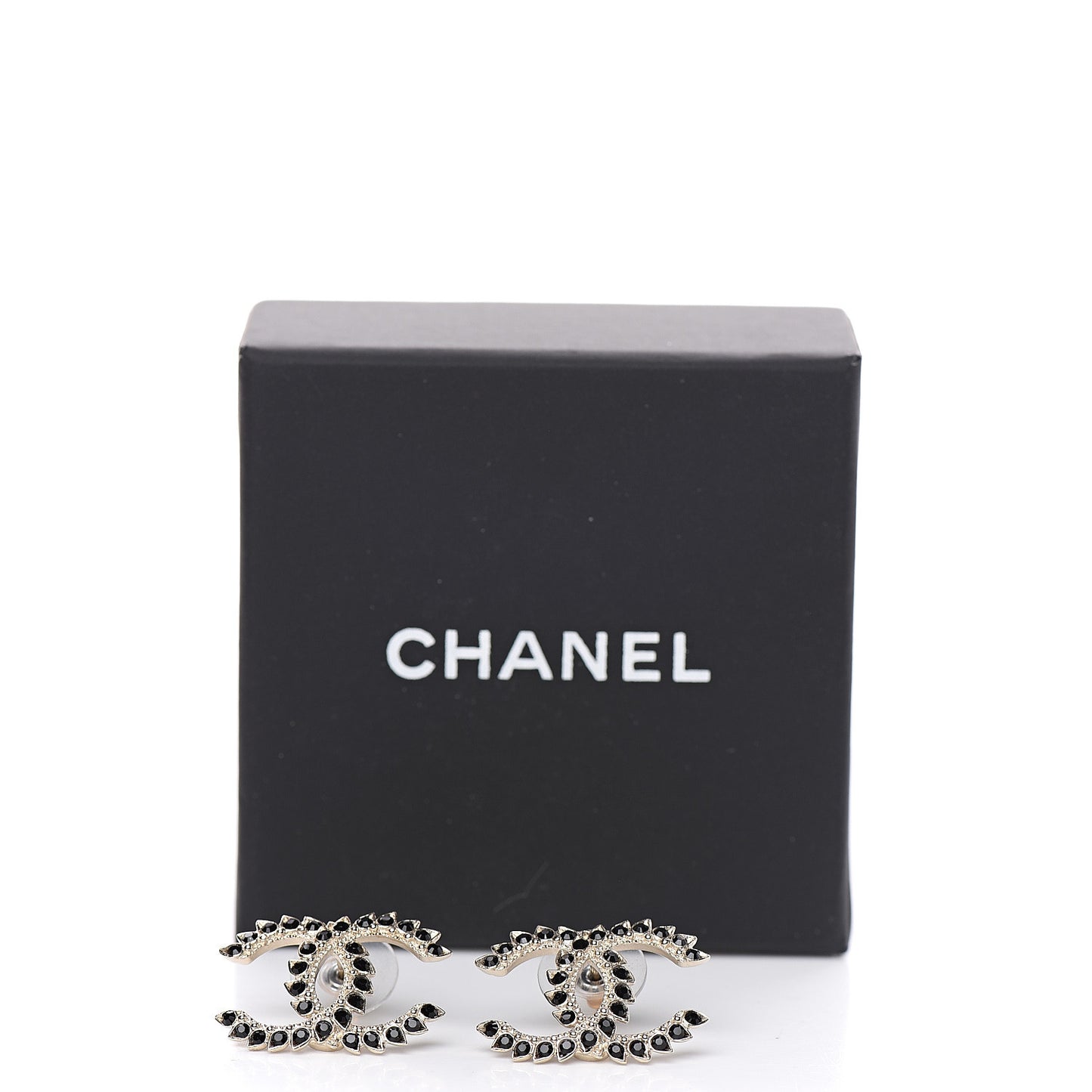 Strass Crystal CC Earrings Gold Black