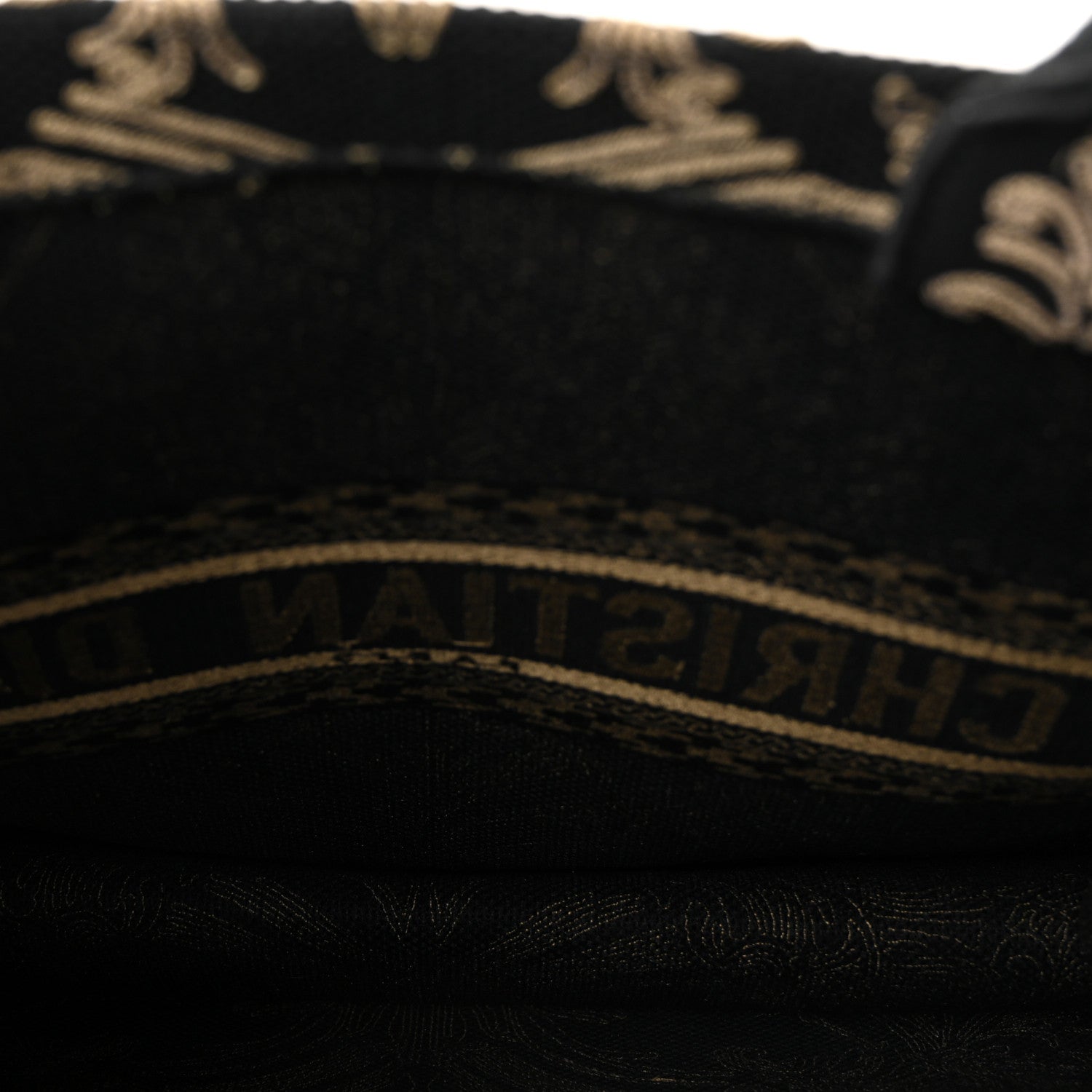 Christian Dior Canvas Embroidered Large Ornamental Cornely Effect Book Tote Black Beige 8 of 19