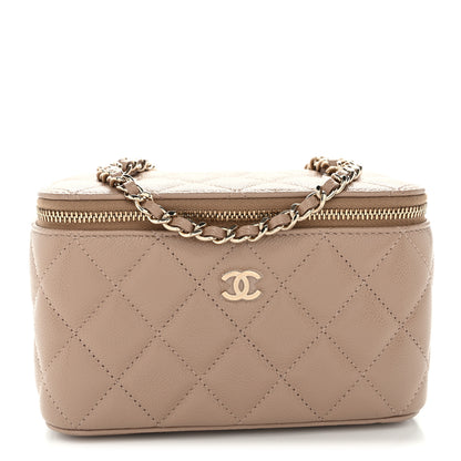 Chanel Caviar Quilted Small Vanity Case With Chain Dark Beige 1 of 11
