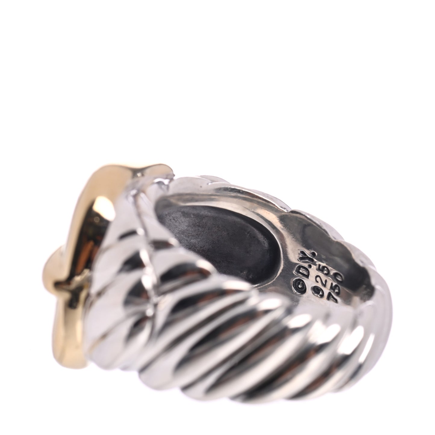 Sterling Silver 18K Yellow Gold Cable Hook Ring 54 7