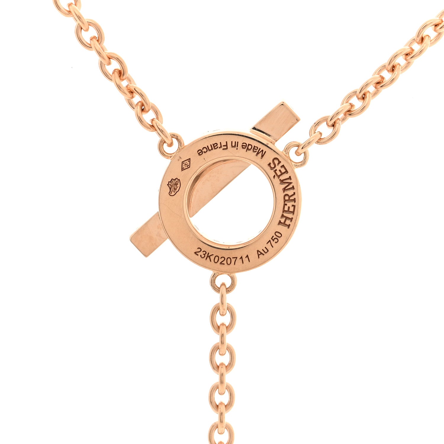 Hermes 18K Rose Gold Diamond Finesse Lariat Necklace 4 of 5