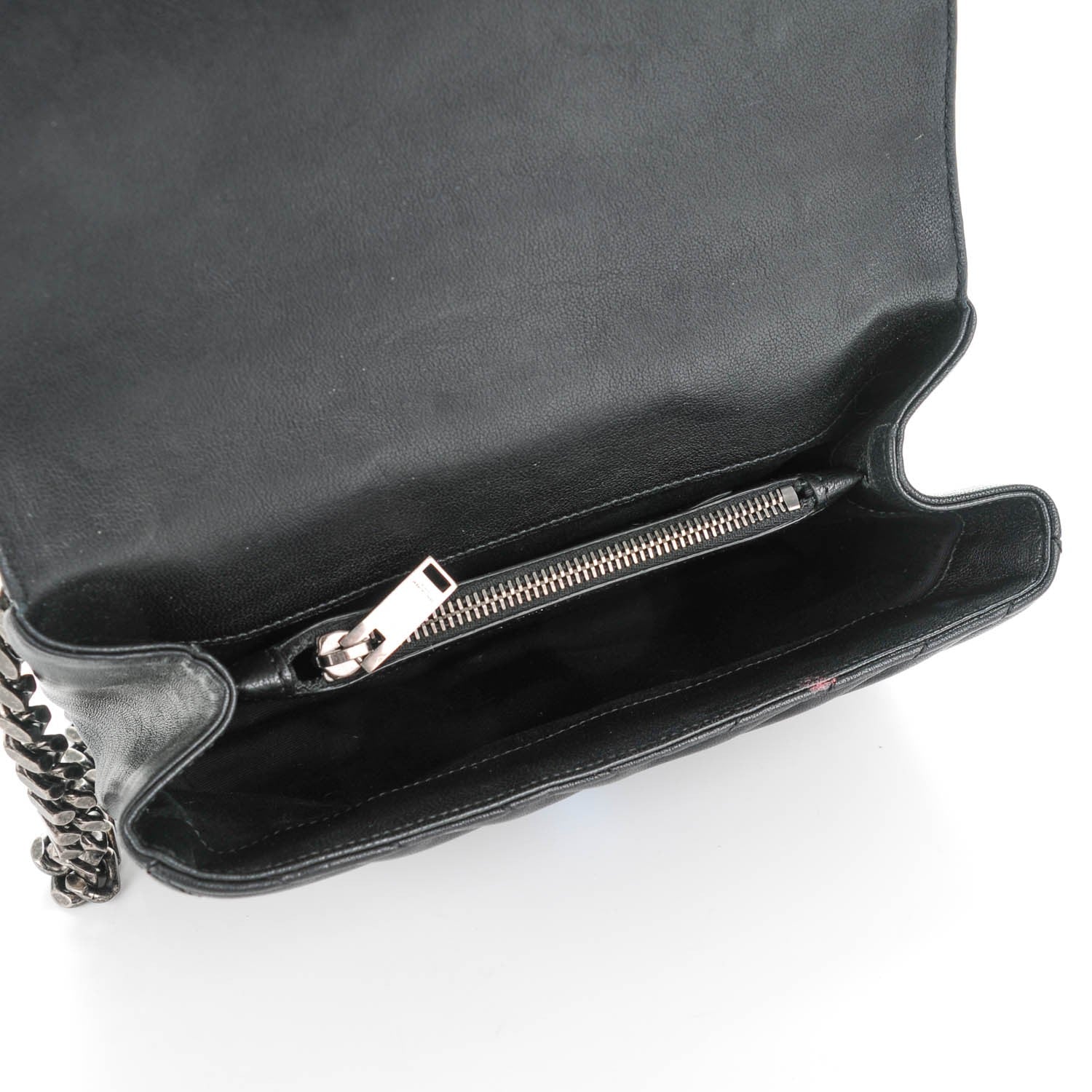 Saint Laurent Sheepskin Matelasse Chevron Monogram Medium College Bag Black 5 of 7