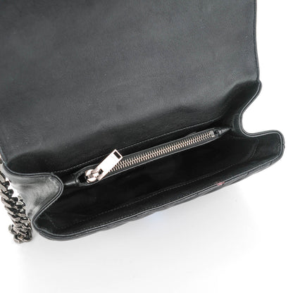 Saint Laurent Sheepskin Matelasse Chevron Monogram Medium College Bag Black 5 of 7