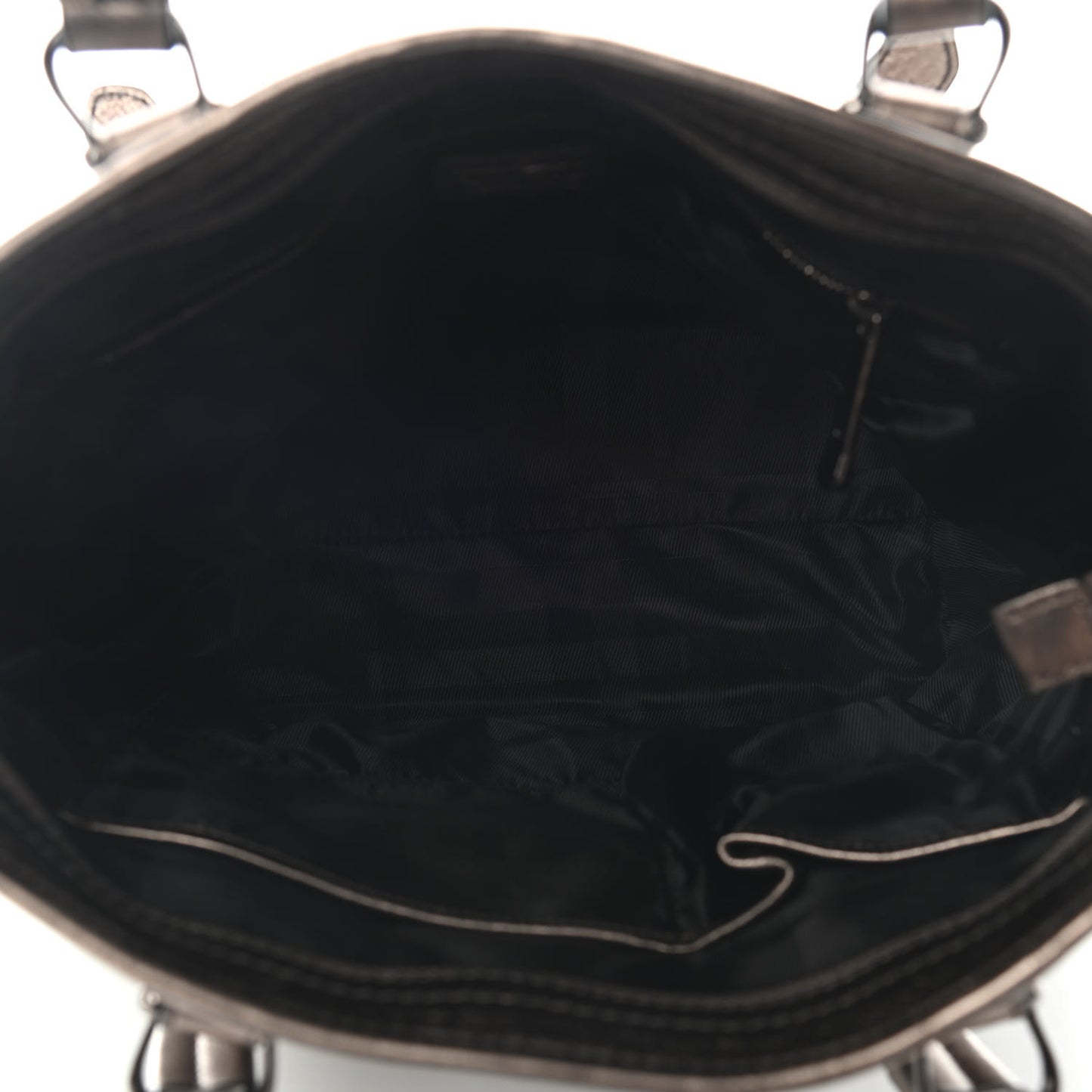 Metallic Calfskin House Check Tote Pewter