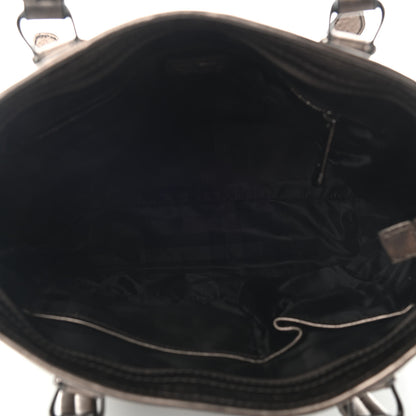 Burberry Metallic Calfskin House Check Tote Pewter 5 of 8