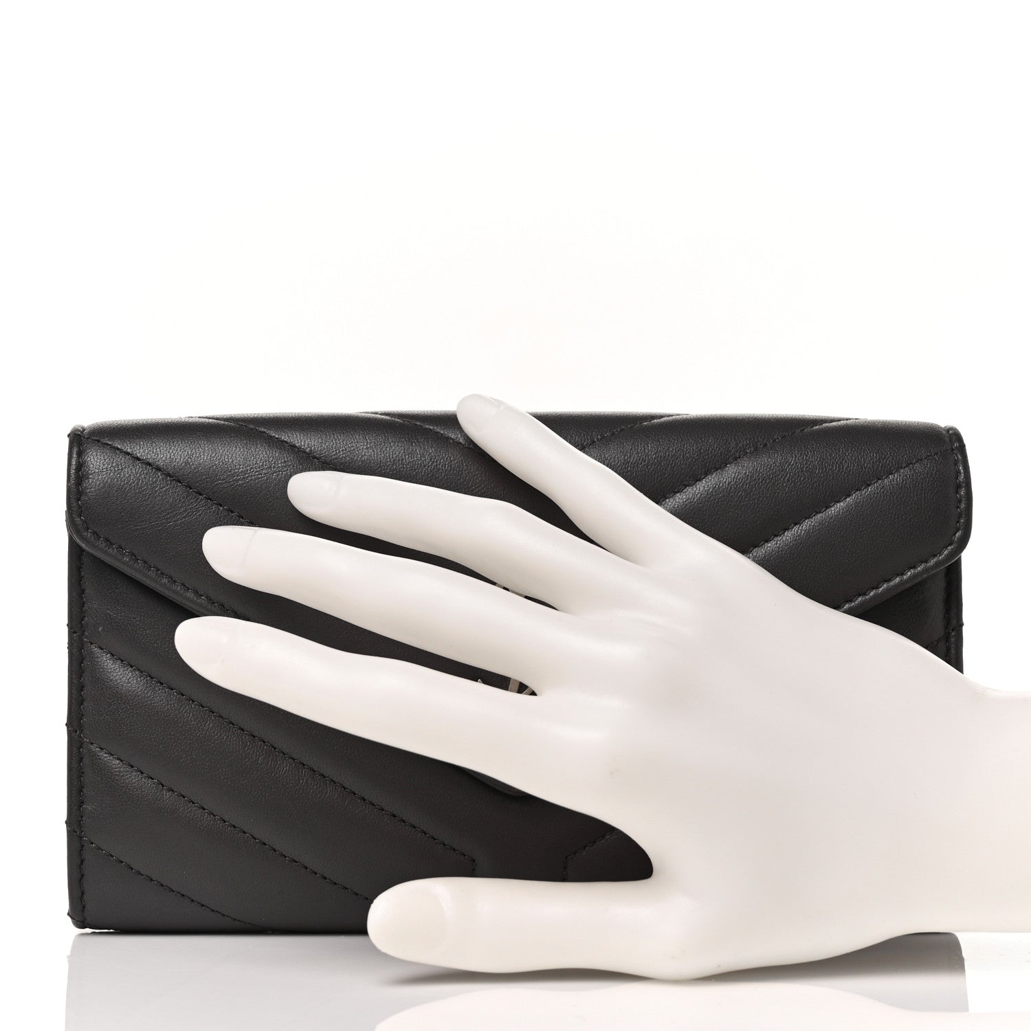 Saint Laurent Lambskin Y Quilted Monogram Large Loulou Flap Wallet Asphalt 2 of 8