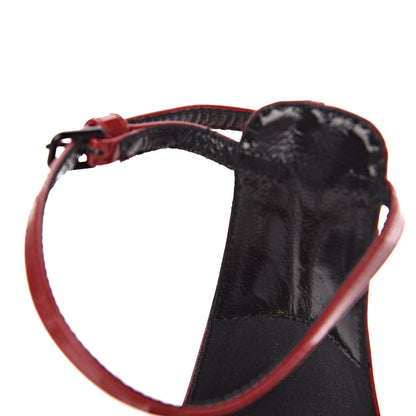 Saint Laurent Patent Calfskin Freja 105 Bow Sandals 37 Rouge Eros 5 of 12