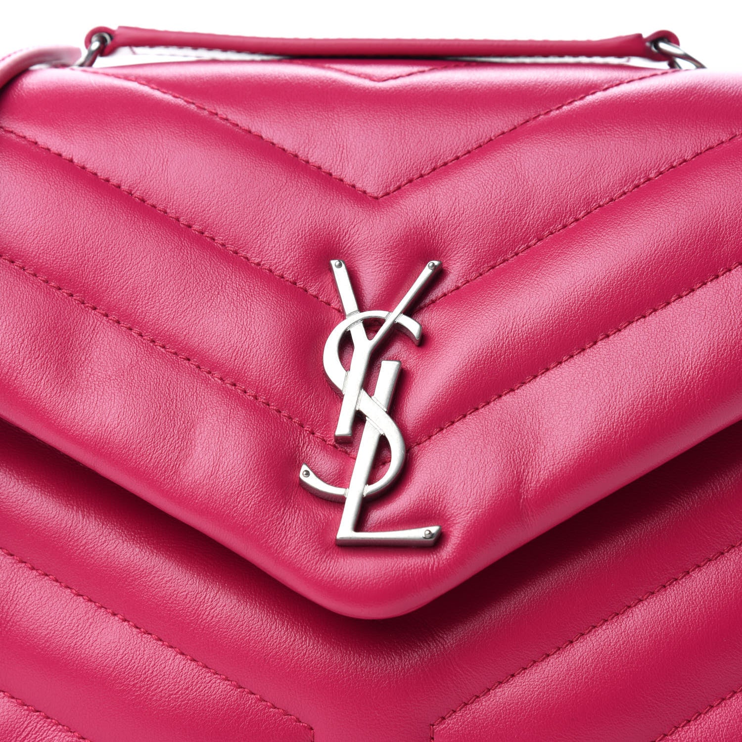 Saint Laurent Calfskin Y Quilted Monogram Small Loulou Chain Satchel Fresh Fuchsia 11 of 11