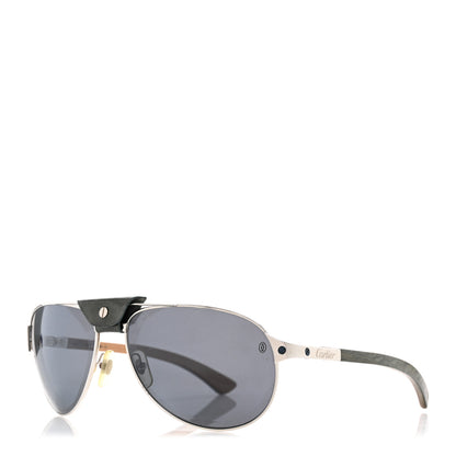 Cartier Metal Santos Dumont Aviator Sunglasses Silver 1 of 11