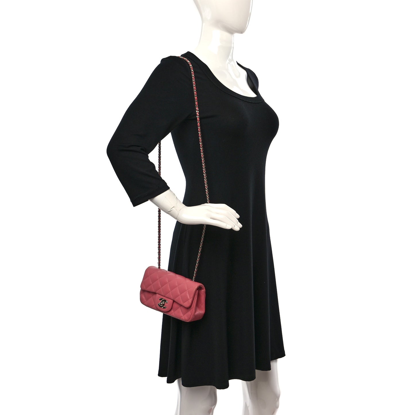 Lambskin Quilted Extra Mini Rectangular Flap Pink