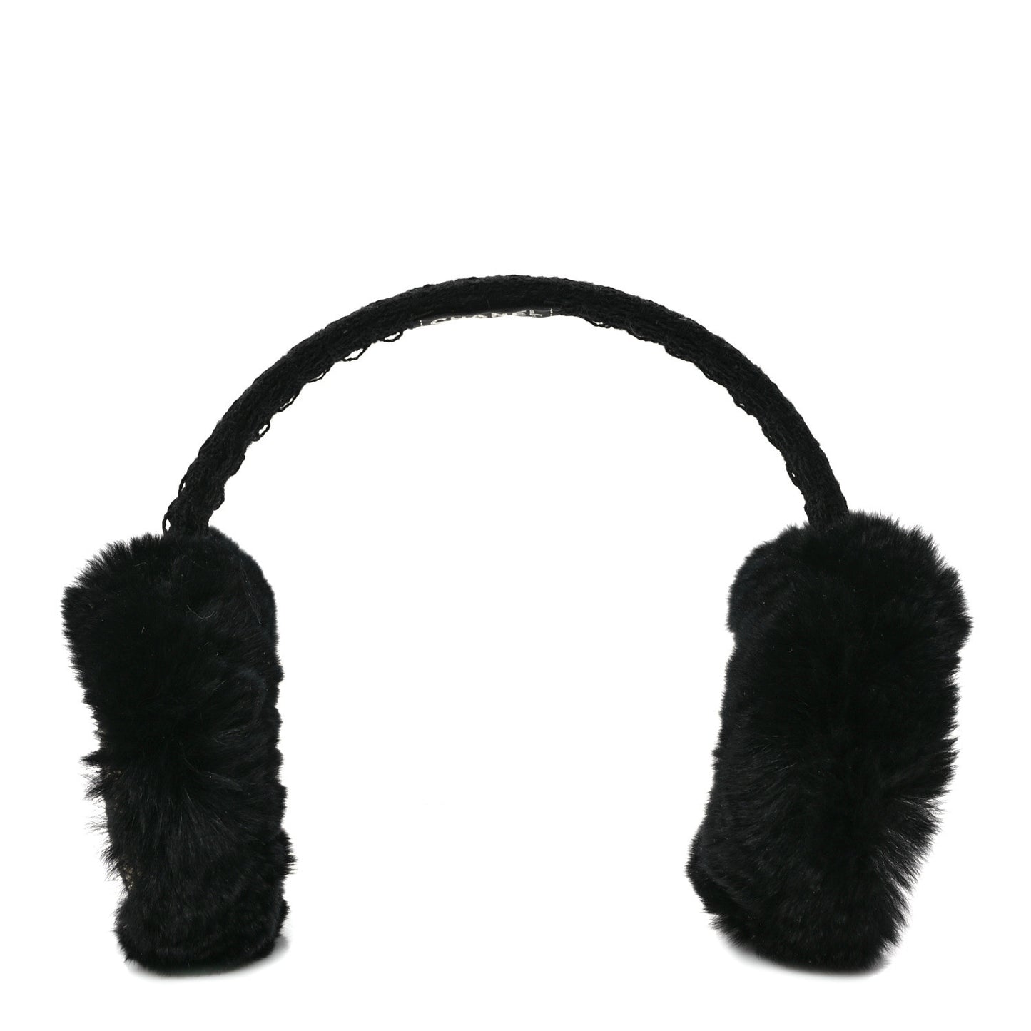 Shearling Tweed Studded CC Ear Muffs Black