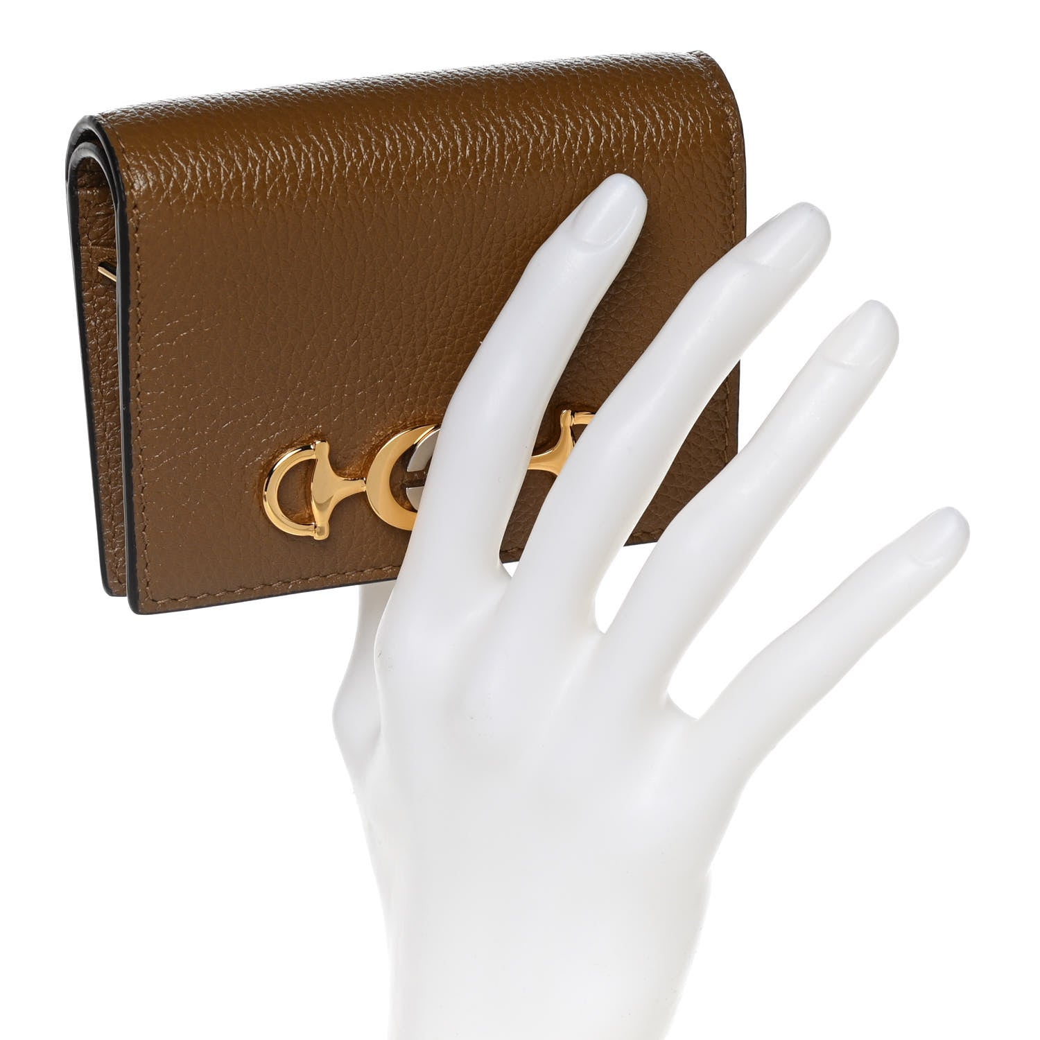 Gucci Grainy Calfskin Zumi Chain Card Case Wallet Friky Taupe 2 of 12