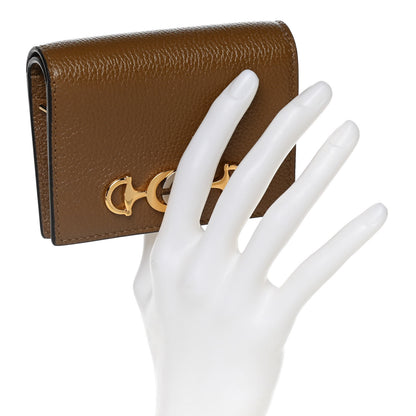 Gucci Grainy Calfskin Zumi Chain Card Case Wallet Friky Taupe 2 of 12