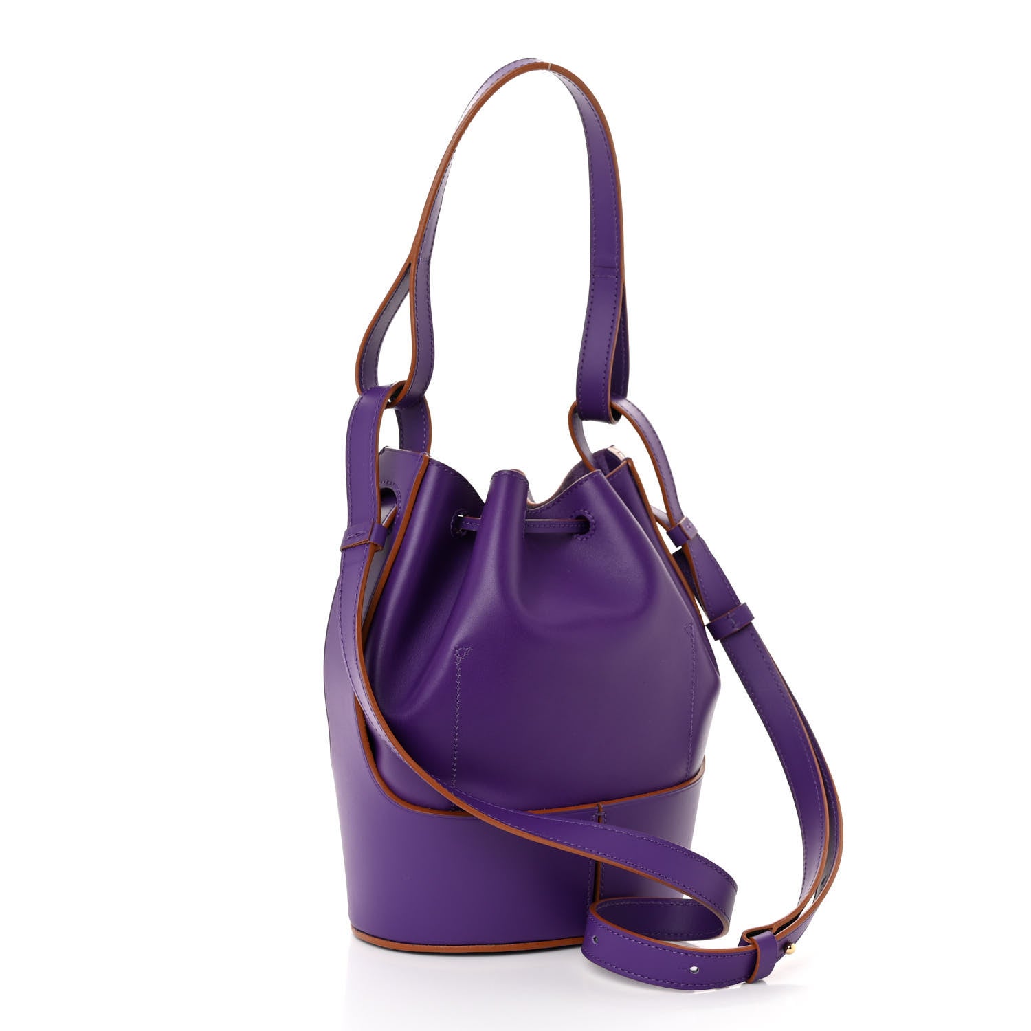 Loewe Calfskin Small Balloon Bucket Bag Purple Cognac 3 of 10