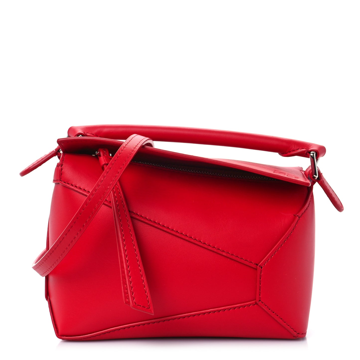 Satin Calfskin Mini Puzzle Edge Bag Red