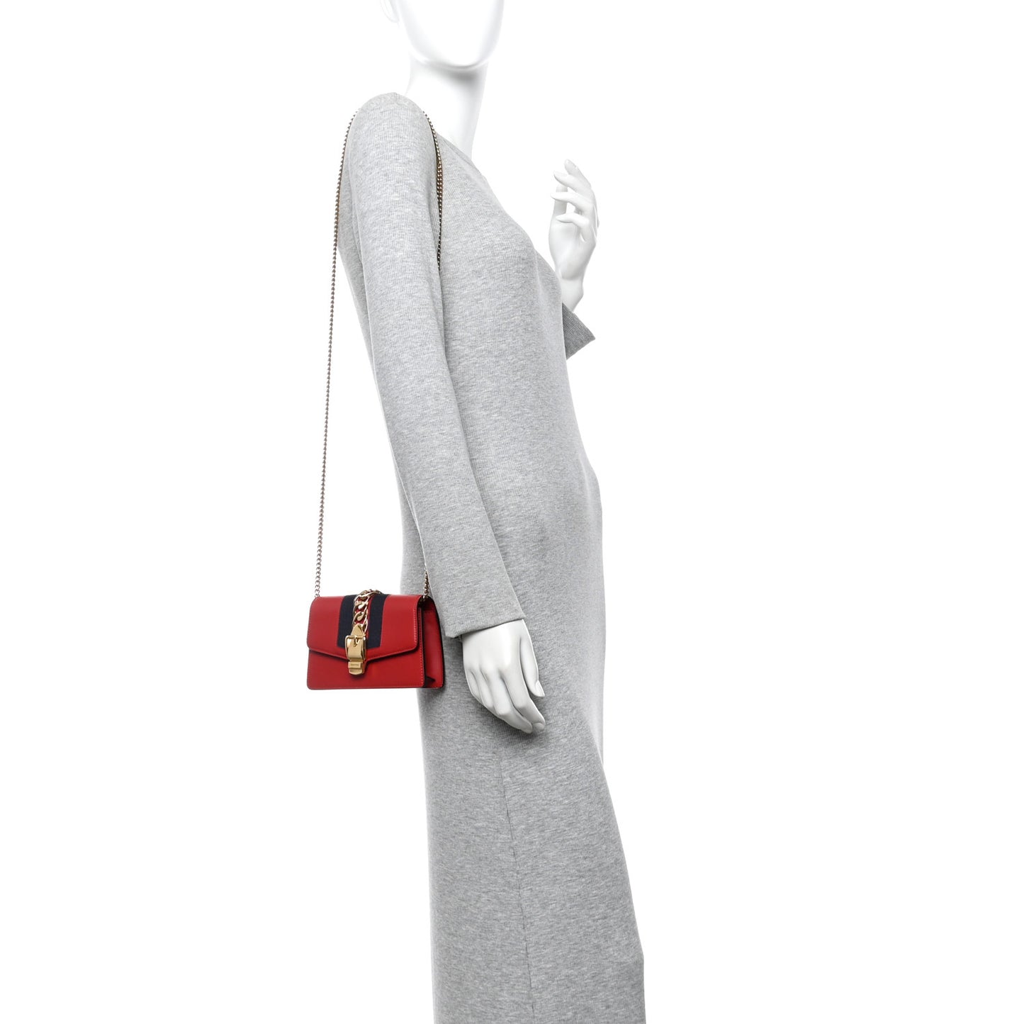 Calfskin Super Mini Sylvie Chain Shoulder Bag Hibiscus Red