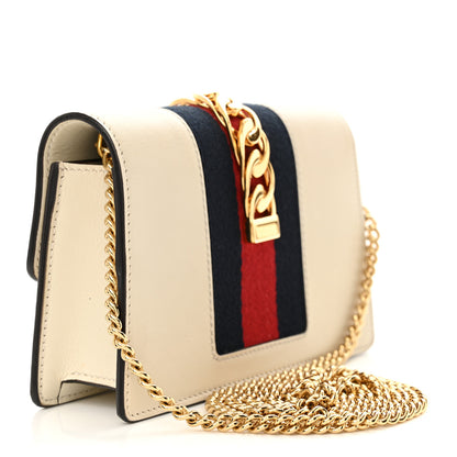 Gucci Calfskin Super Mini Sylvie Chain Shoulder Bag White 3 of 14