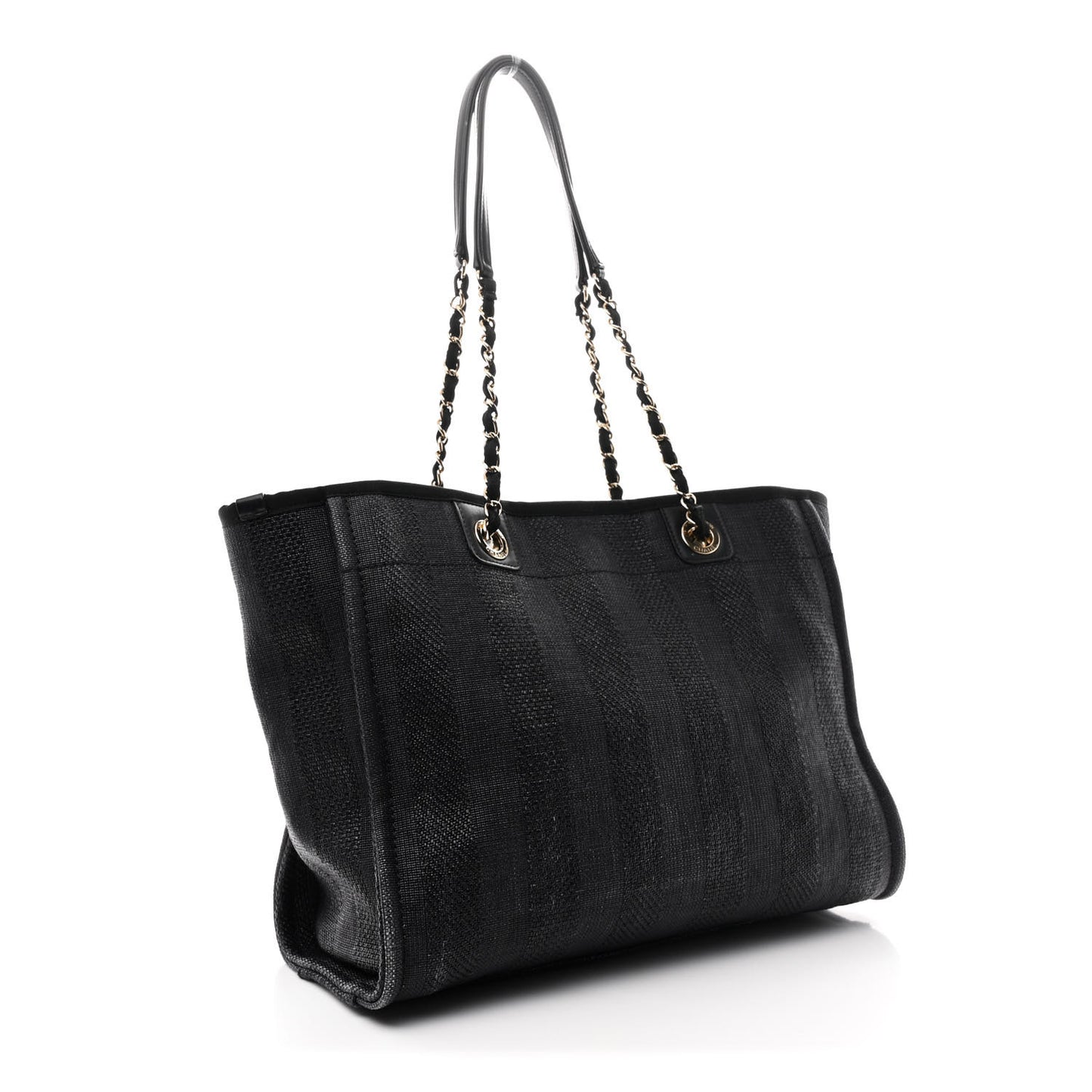 Mixed Fibers Striped Small Deauville Tote Black