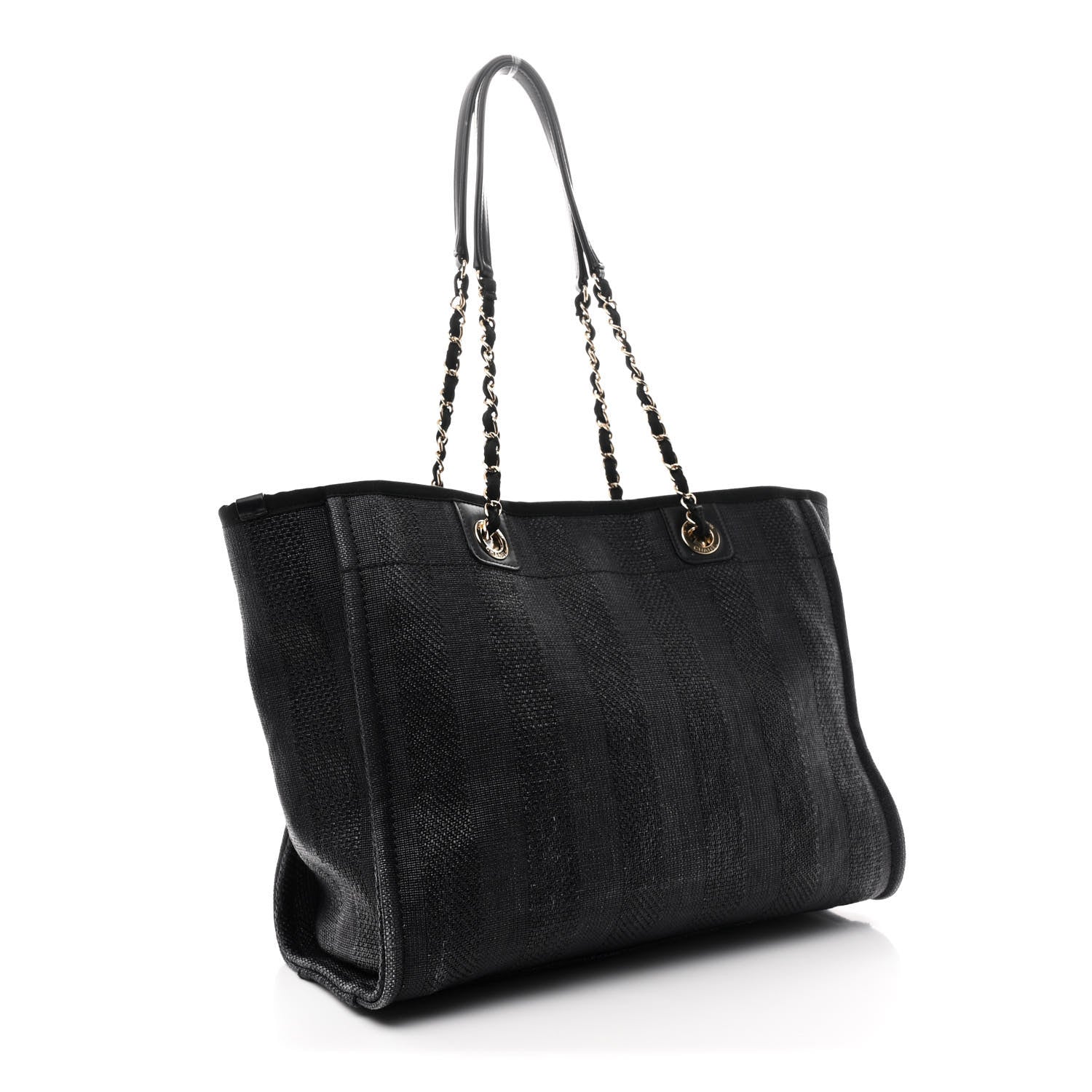 Chanel Mixed Fibers Striped Small Deauville Tote Black 3 of 10