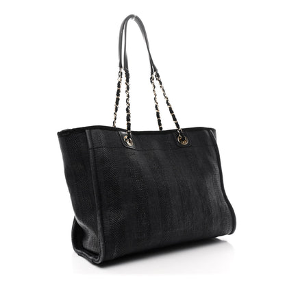 Chanel Mixed Fibers Striped Small Deauville Tote Black 3 of 10