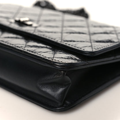 Chanel Glazed Aged Calfskin Reissue Wallet On Chain WOC Black 8 of 9
