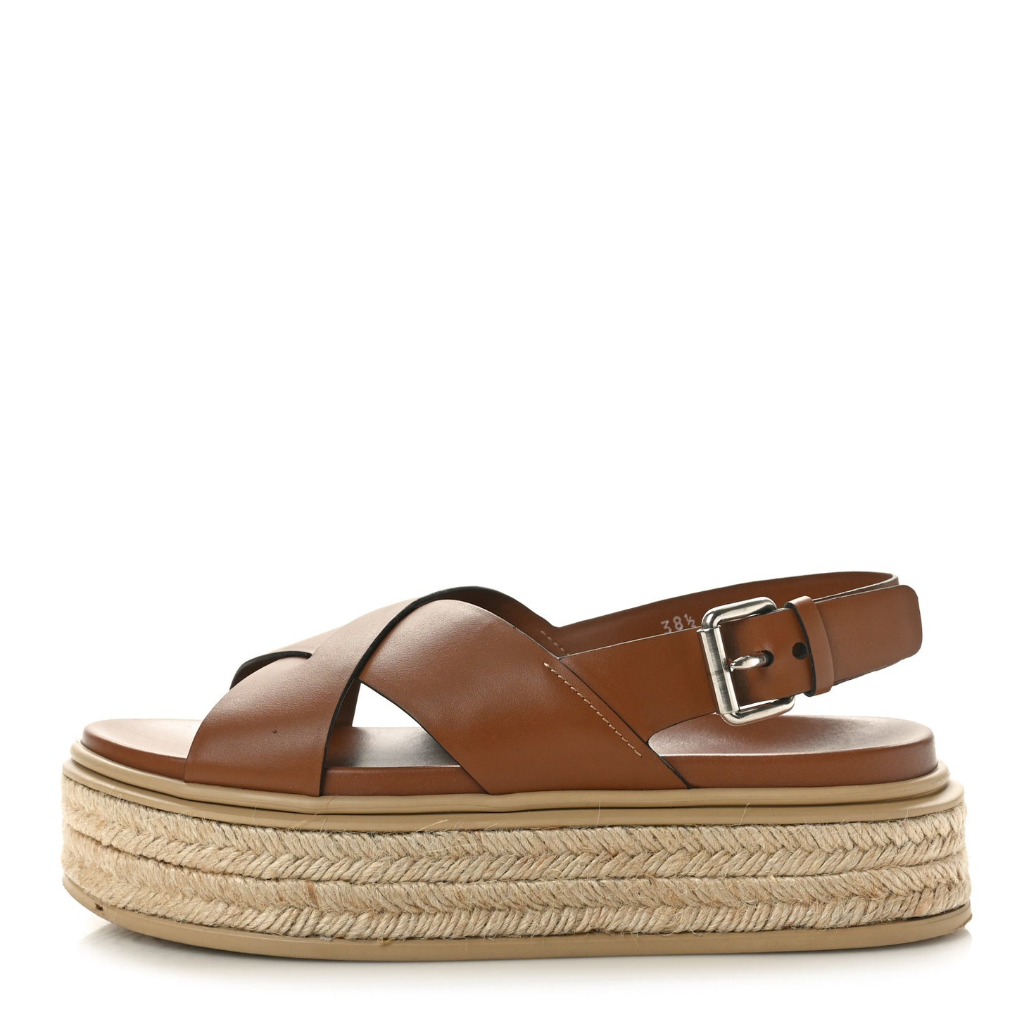 Vitello Soft Espadrilles Platform Sandals 38.5 Cognac
