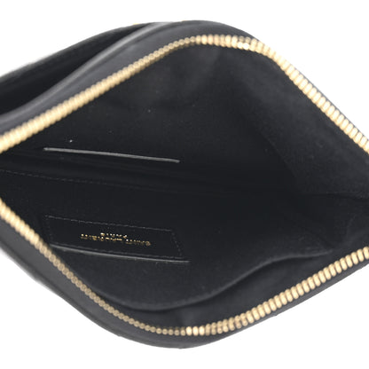Saint Laurent Grain De Poudre Chevron Monogram Bill Pouch Black 5 of 11