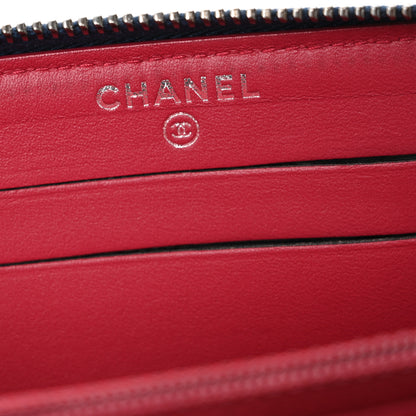Chanel Aged Calfskin Quilted Small Gabrielle Zip Around Wallet Blue Black 6 of 10