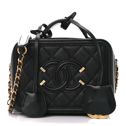 Chanel Caviar Quilted Small CC Filigree Vanity Case Black 1 of 12