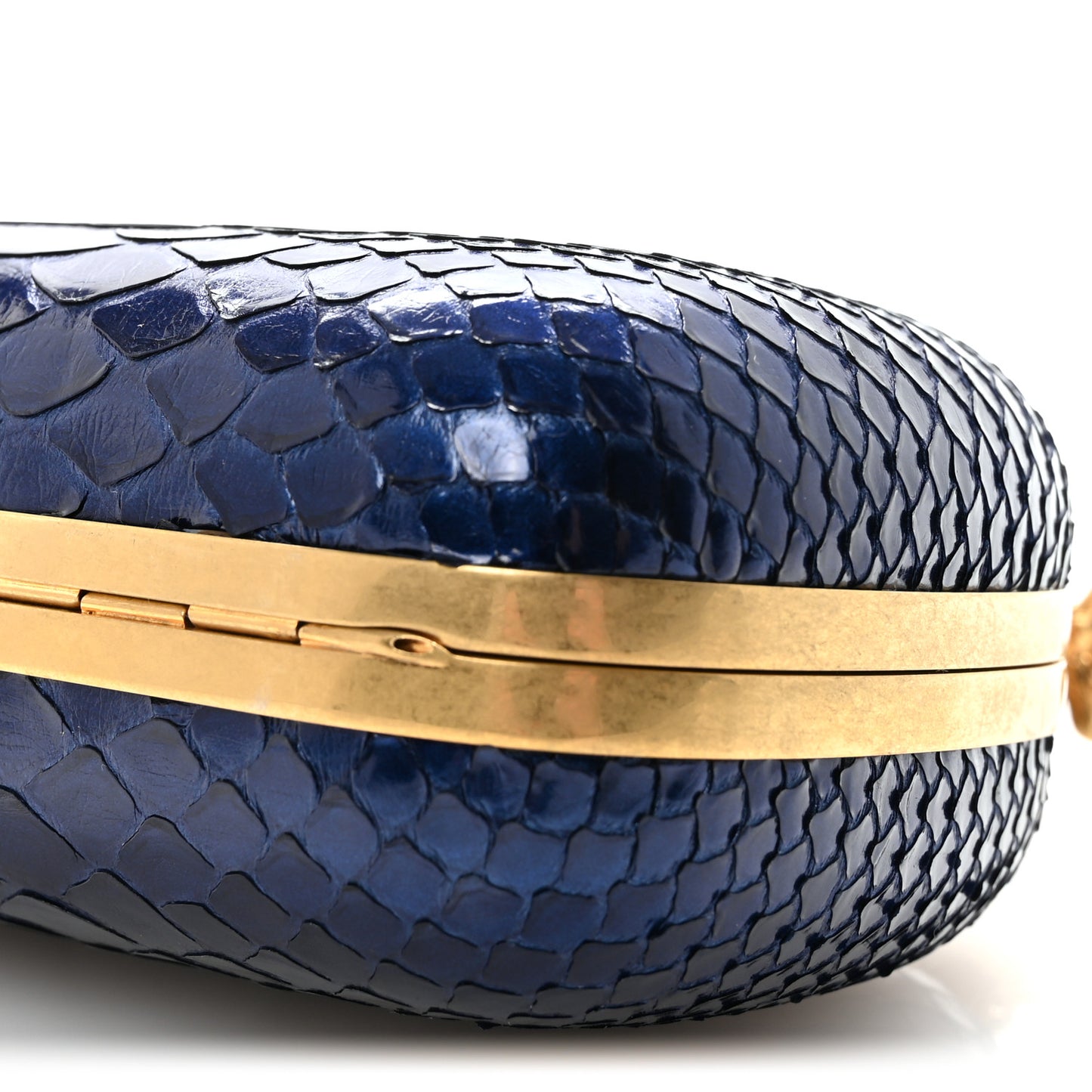 Snakeskin Knuckle Box Clutch Blue