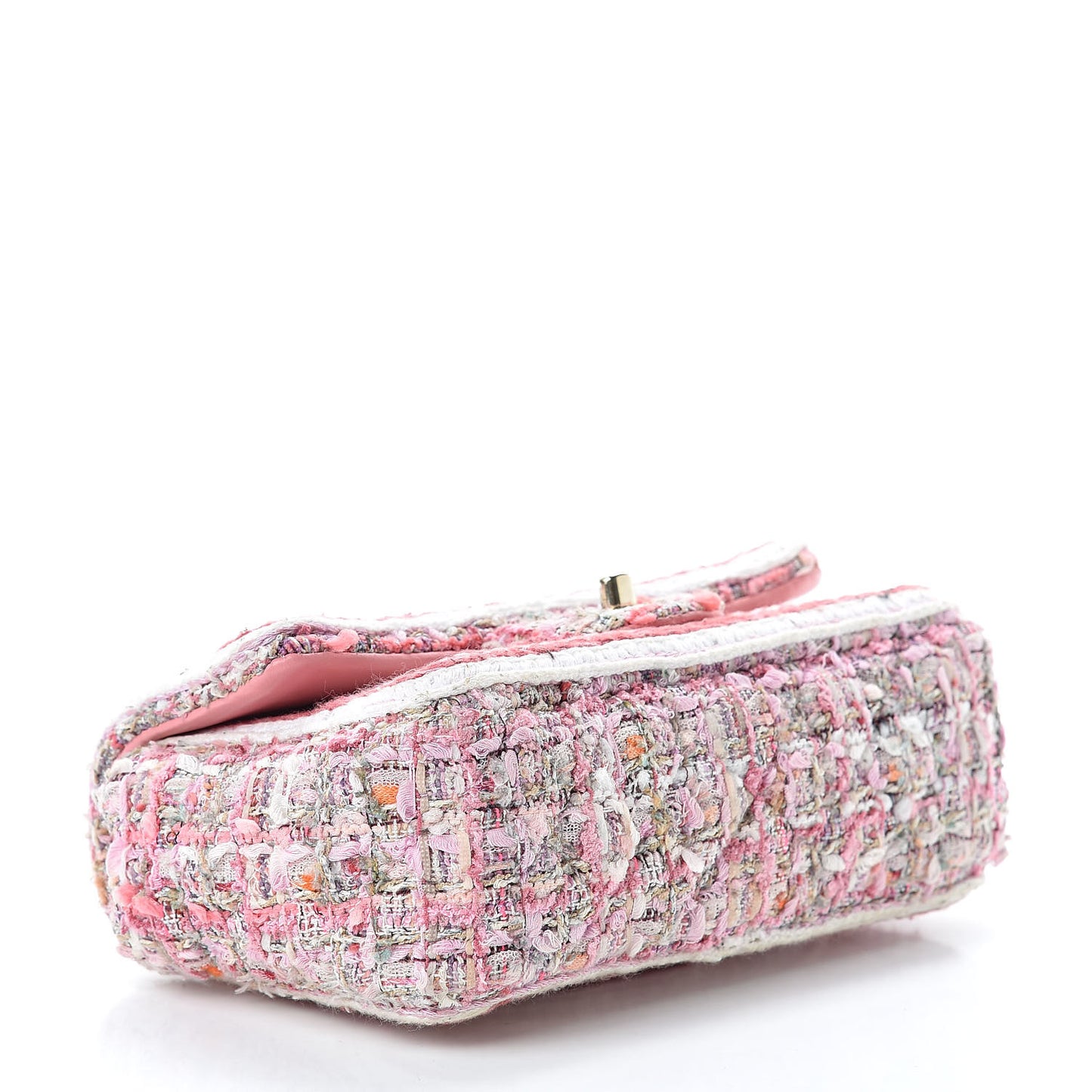 Tweed Braid Mini Flap White Pink