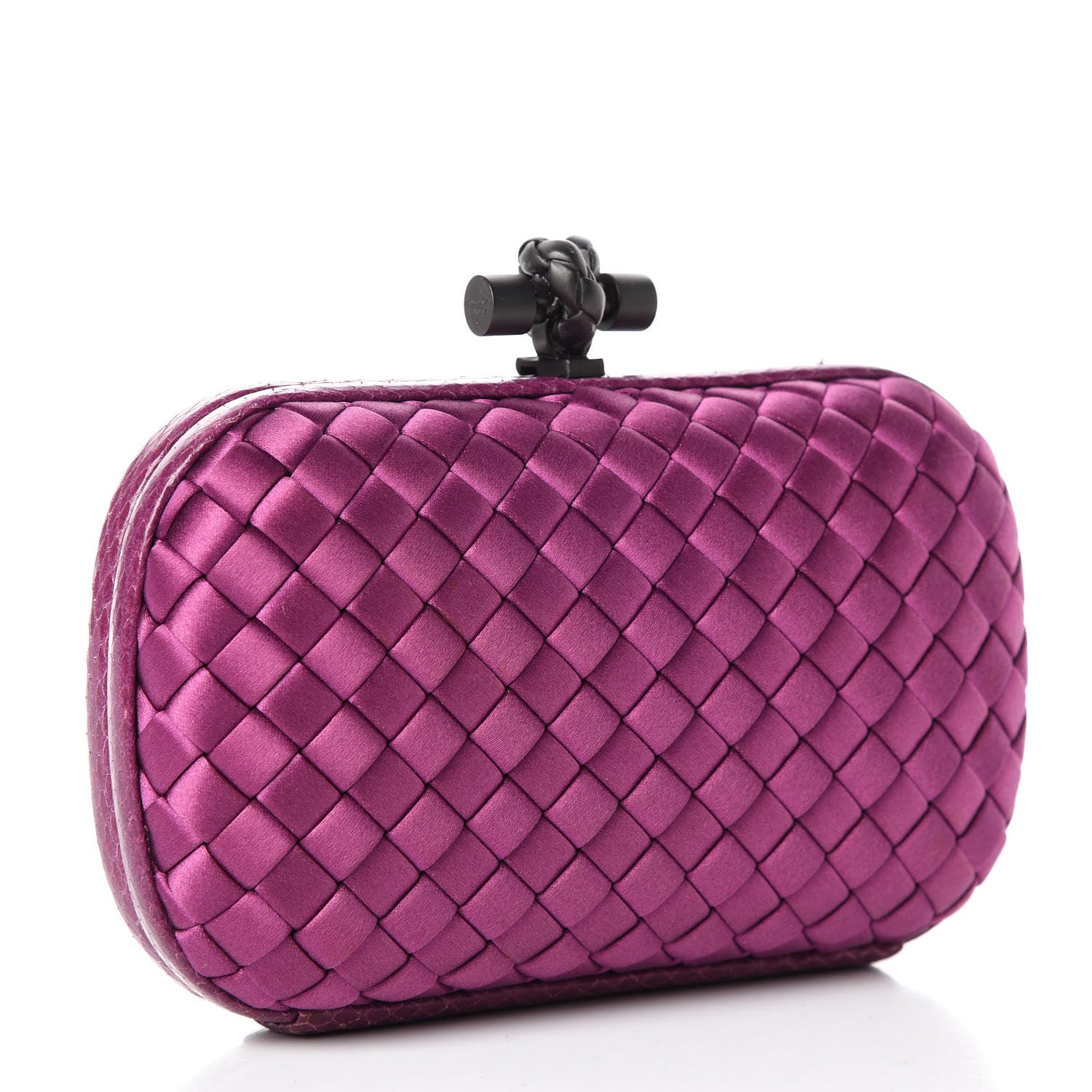 Bottega Veneta Satin Intreccio Impero Ayers Knot Clutch Orchid 3 of 8