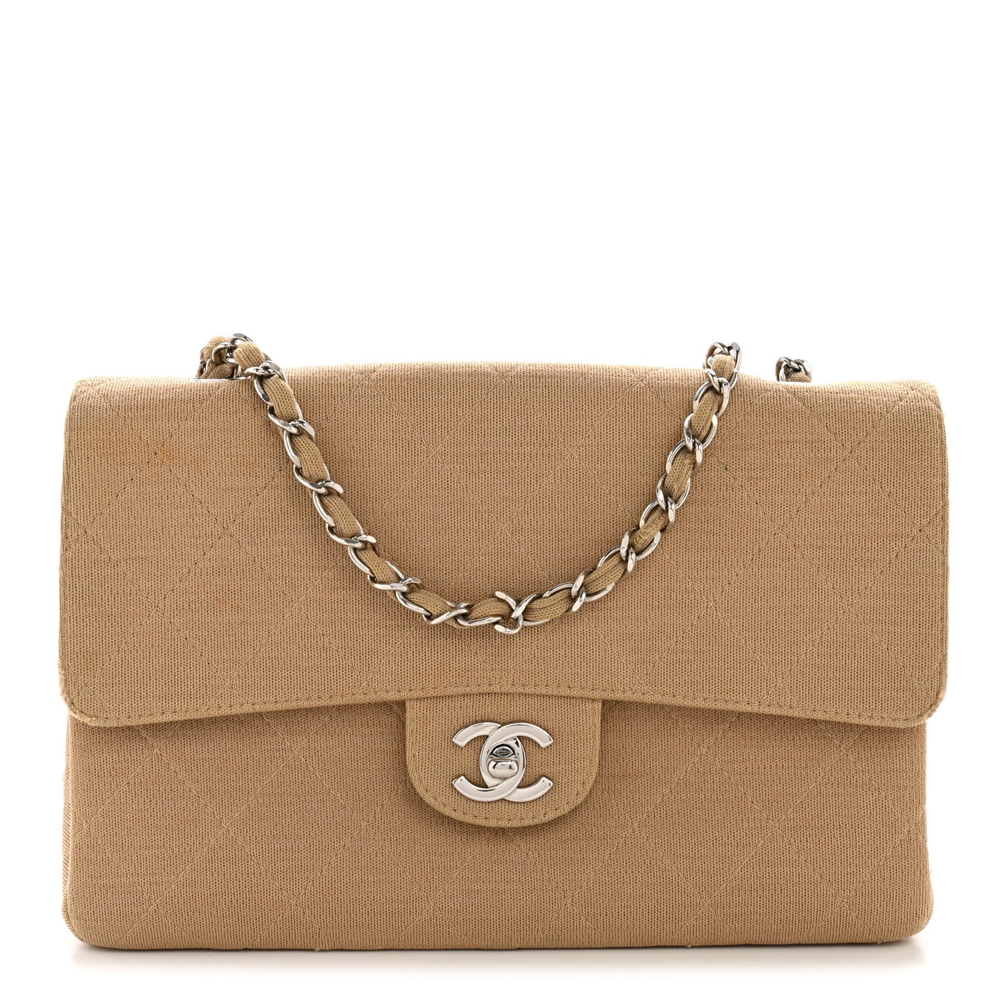 Jersey Quilted Medium Single Flap Beige