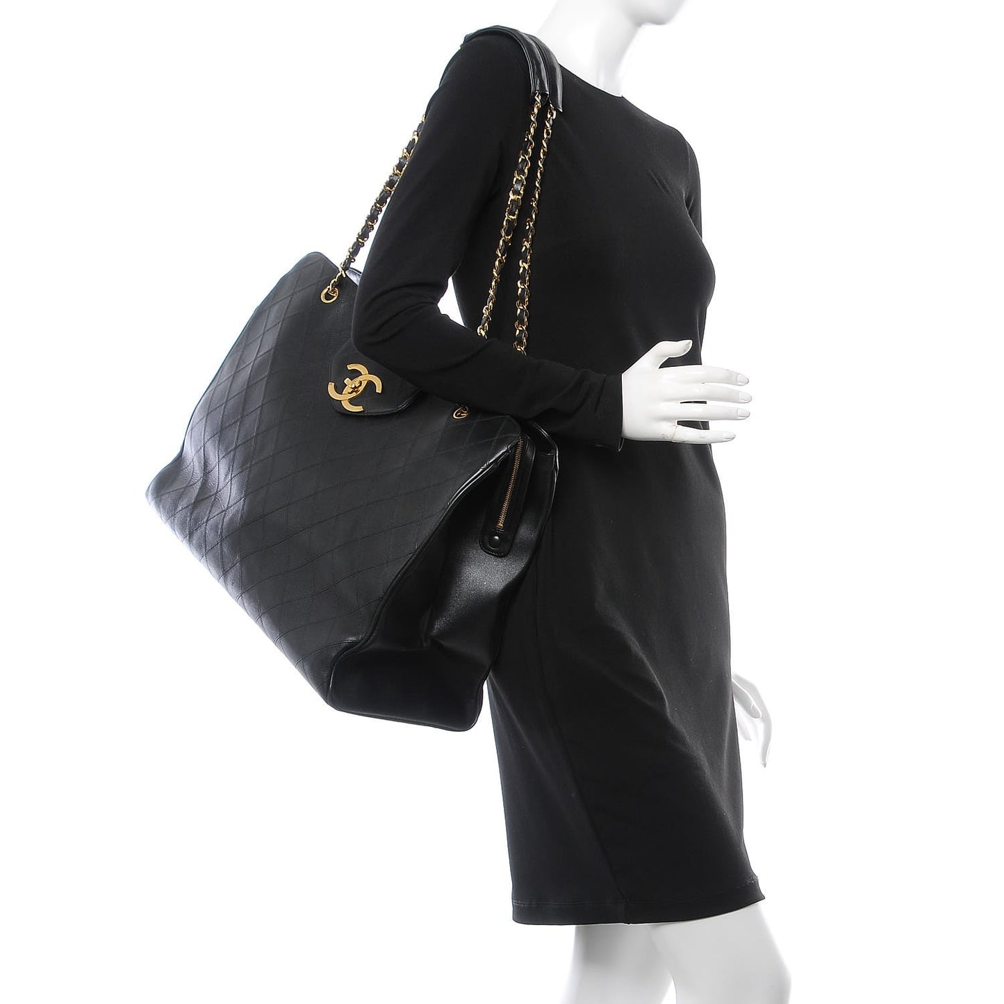 Calfskin Stitched XL Weekender Black