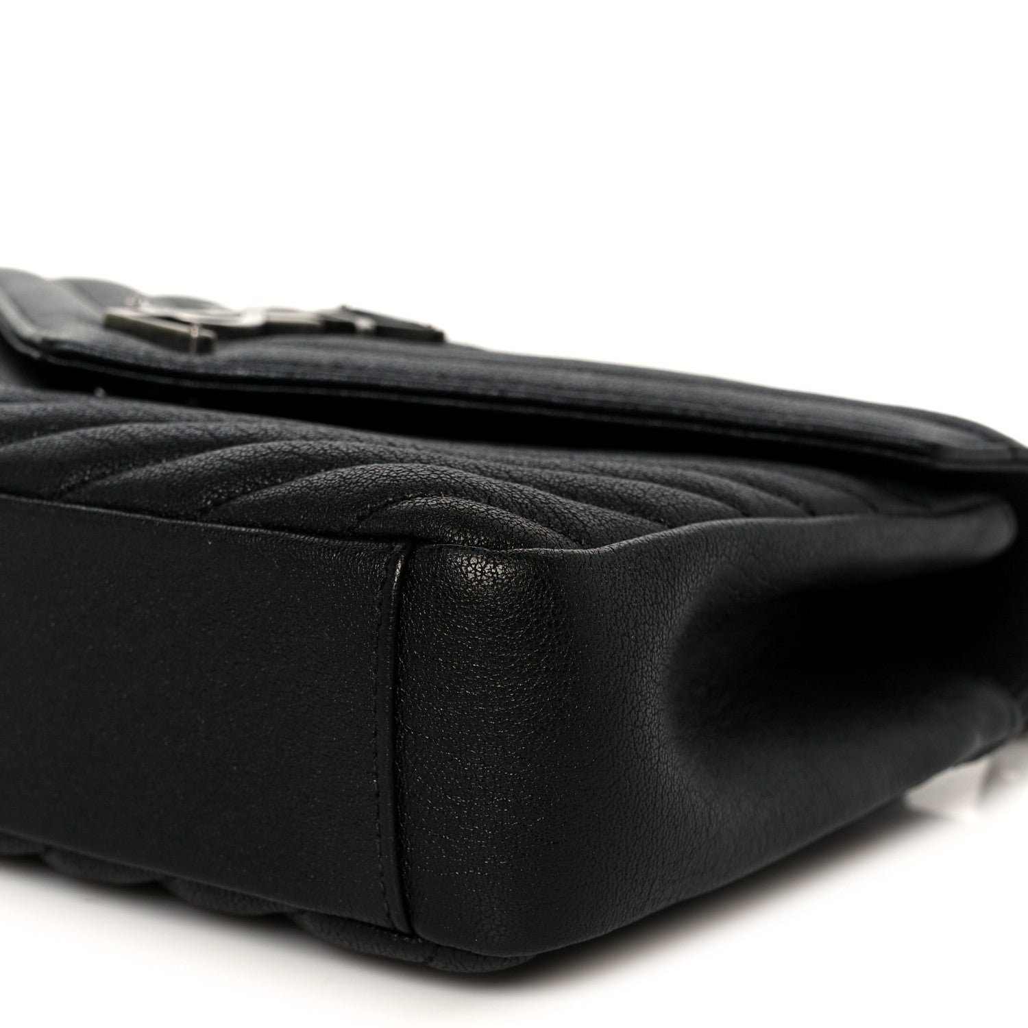 Saint Laurent Sheepskin Matelasse Chevron Monogram Medium College Bag Black 10 of 11
