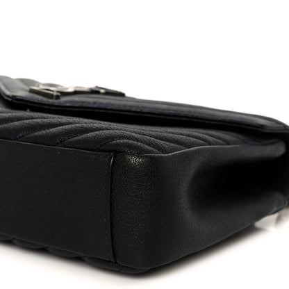 Saint Laurent Sheepskin Matelasse Chevron Monogram Medium College Bag Black 10 of 11