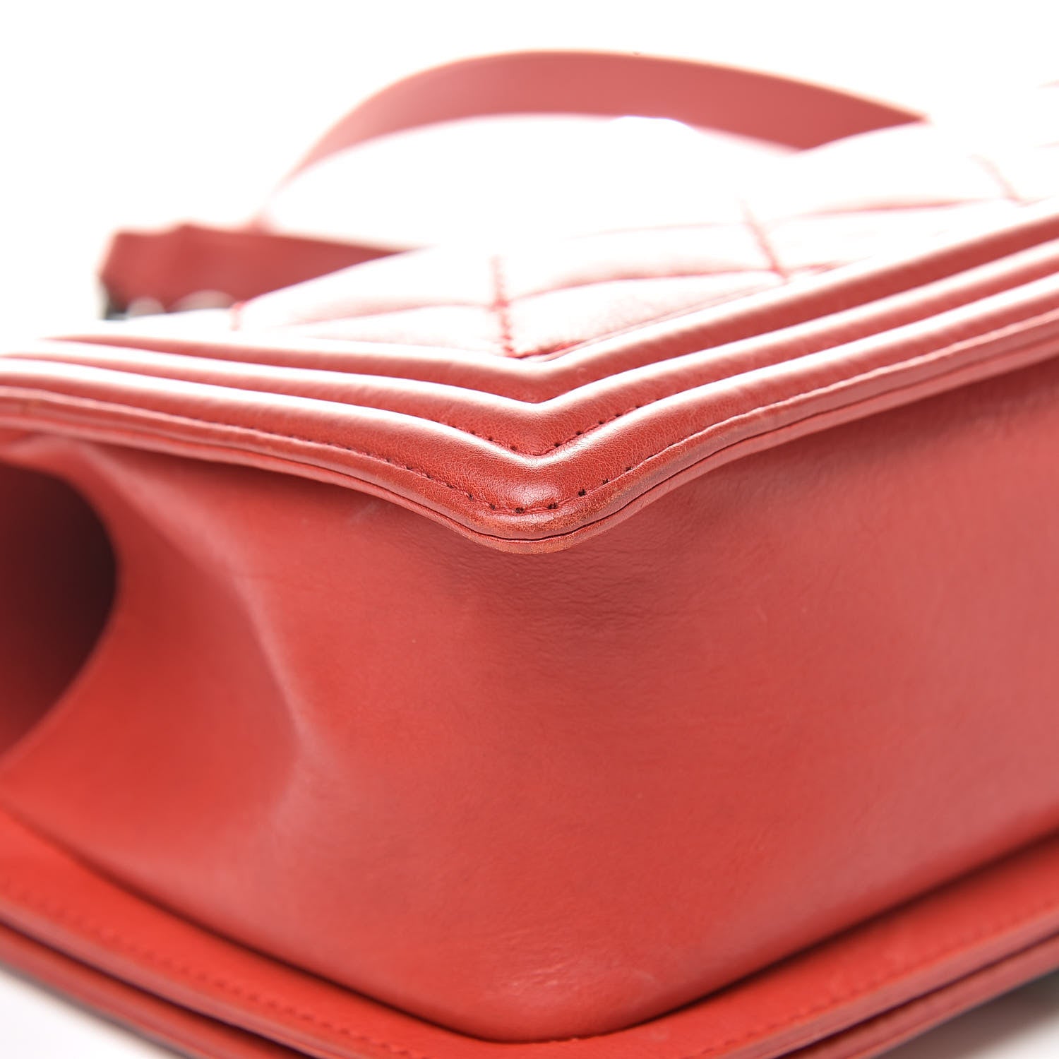 Chanel Calfskin Quilted Double Stitch Medium Boy Flap Red 12 of 21